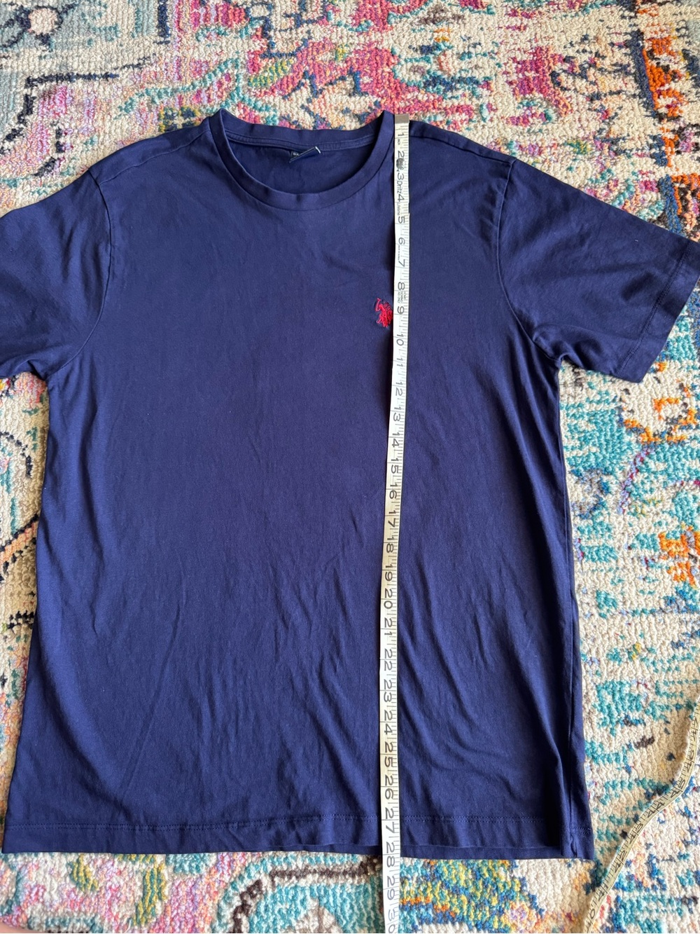 U.S. Polo Assn. Men’s Navy Short Sleeve Crewneck Tee with Red Logo (100% Cotton) - Picture 9 of 9